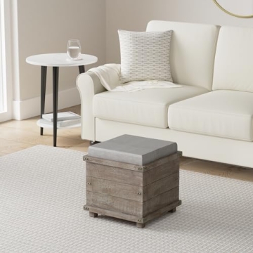 Cortesi Home Scusset Storage Tray Ottoman - Grey