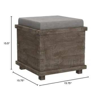Cortesi Home Scusset Storage Tray Ottoman - Grey