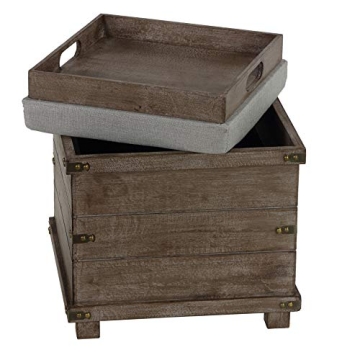 Cortesi Home Scusset Storage Tray Ottoman - Grey