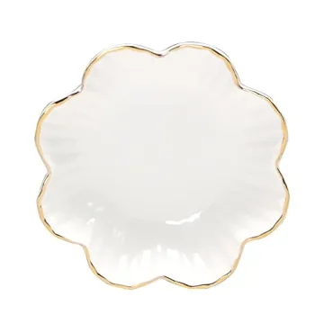 Stylish HOKMOKQOK Gold Flower Design Serving Dish - 8 Inch