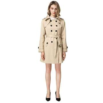NANJUN Women's Stylish Double Breasted Trench Coat - Fashionable Overcoat