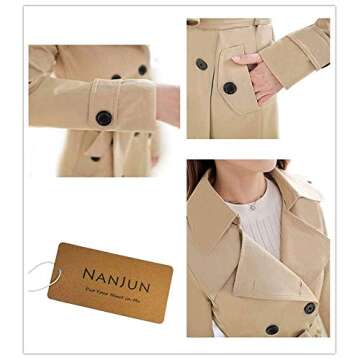 Stylish NANJUN Women's Double Breasted Trench Coat for All Seasons