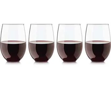 Circleware Uptown Set of 4 Stemless Wine Glasses, Drinking Glassware for Water, Juice, Beer, Liquor and Best Selling Kitchen & Home Decor Bar Dining Beverage Gifts, 4 Count (Pack of 1)