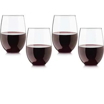 Circleware Uptown Set of 4 Stemless Wine Glasses, Drinking Glassware for Water, Juice, Beer, Liquor and Best Selling Kitchen & Home Decor Bar Dining Beverage Gifts, 4 Count (Pack of 1)