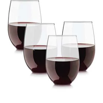 Circleware Uptown Set of 4 Stemless Wine Glasses, Drinking Glassware for Water, Juice, Beer, Liquor and Best Selling Kitchen & Home Decor Bar Dining Beverage Gifts, 4 Count (Pack of 1)