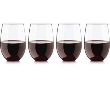 Circleware Uptown Set of 4 Stemless Wine Glasses, Drinking Glassware for Water, Juice, Beer, Liquor and Best Selling Kitchen & Home Decor Bar Dining Beverage Gifts, 4 Count (Pack of 1)