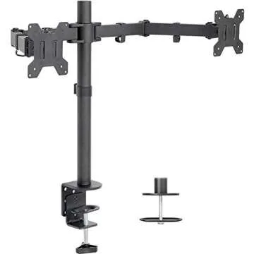 HP V24 24 inch TN Full HD 1920 x 1080 LED Backlit LCD Monitor 2-Pack Bundle with HDMI and VGA Ports, AMD FreeSync, 75Hz Refresh Rate, Low Blue Light and Desk Mount Clamp Dual Monitor Stand