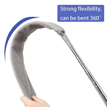 Retractable Gap Dust Cleaner Brush with Long Handle (30 to 100 inches), Cleaning Tools with 3 Microfiber Dusting Cloths, Extendable Duster for Cleaning Under Refrigerator Sofa Couch Bed Furniture