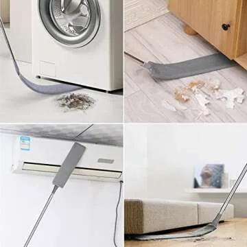 Retractable Gap Dust Cleaner Brush with Long Handle (30 to 100 inches), Cleaning Tools with 3 Microfiber Dusting Cloths, Extendable Duster for Cleaning Under Refrigerator Sofa Couch Bed Furniture