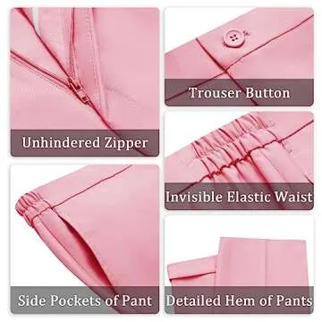 Kelyaa Women's 2 Piece Suit Lady 2 Button Notched Lapel Business Work Office Slim Fit Blazer Jacket Pants Set Pink