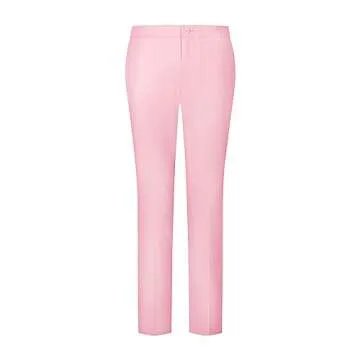 Kelyaa Women's 2 Piece Suit Lady 2 Button Notched Lapel Business Work Office Slim Fit Blazer Jacket Pants Set Pink
