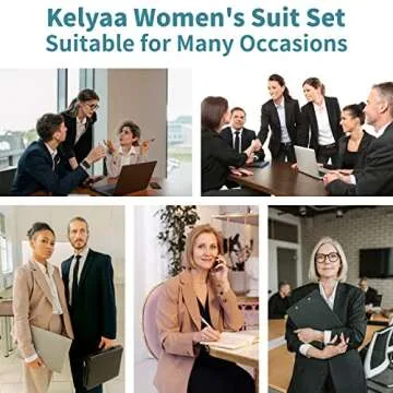Kelyaa Women's 2 Piece Suit Lady 2 Button Notched Lapel Business Work Office Slim Fit Blazer Jacket Pants Set Pink