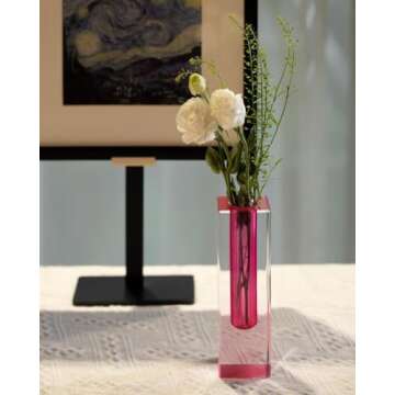 HLYU Acrylic Pillar Vase, Bud Vase for Centerpieces,Unique,Eclectic,Maximalist Room Decor, Modern De...