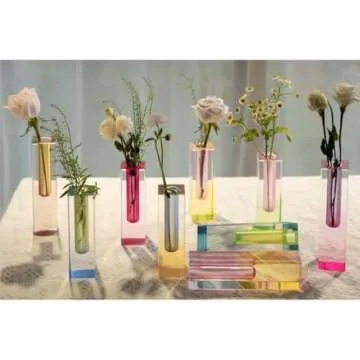 HLYU Acrylic Pillar Vase for Colorful Home Decor