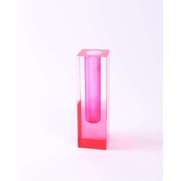 HLYU Acrylic Pillar Vase, Bud Vase for Centerpieces,Unique,Eclectic,Maximalist Room Decor, Modern Decorative Vase for Home, Office, Bedroom, Living Room, Dining Table (Pink，Purple)