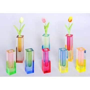 HLYU Acrylic Pillar Vase for Colorful Home Decor