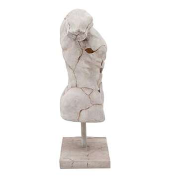 Cracked Torso Sculpture - Modern Artistic White Polyresin Decorative Man Statue for Home or Office Decor - Creative Human Body Art Decor