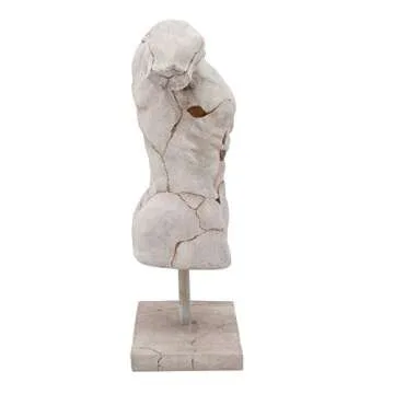 Cracked Torso Sculpture - Modern Artistic White Polyresin Decorative Man Statue for Home or Office Decor - Creative Human Body Art Decor