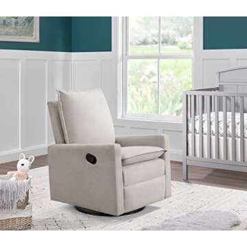 Oxford Baby Uptown Upholstered Swivel Glider & Recliner Nursery Chair, Sand