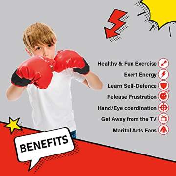 Whoobli Punching Bag for Kids Incl Boxing Gloves | 3-10 Years Old Adjustable Kids Punching Bag with ...