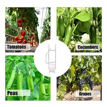 20 Pack Tomato Trellis Roller Hooks with 49.2FT String for Tomato,Plant, Greenhouse,Flower Vine Twine Crop Trellis Kit Plant Roller Hook