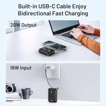 BLAVOR Mini Power Pack Power Bank - 10000mAh, Built-in Cables & Fast Charging