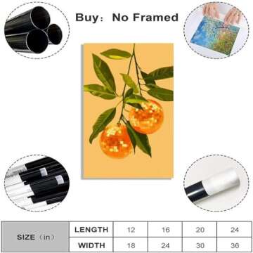 Generic Orange Disco Ball Poster Orange Disco Ball Canvas Print Avant Garde Disco Decor Preppy Wall ...