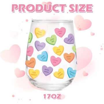 Whaline Valentine's Day Stemless Wine Glasses 17oz