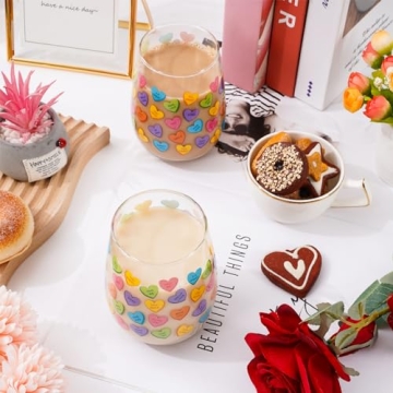 Whaline Valentine's Day Stemless Wine Glasses 17oz