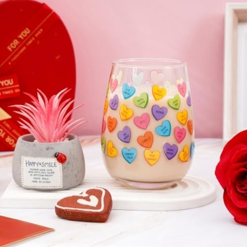 Whaline Valentine's Day Stemless Wine Glasses 17oz