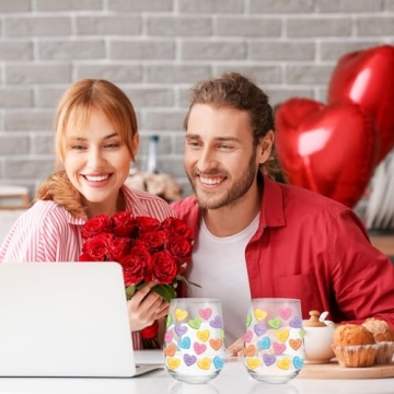 Whaline Valentine's Day Stemless Wine Glasses 17oz