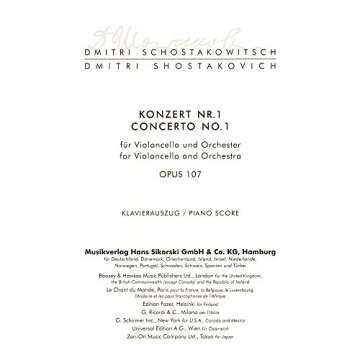Shostakovich: Cello Concerto No. 1, Op. 107 - Solo Part with Piano Reduction