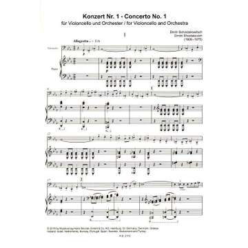 Shostakovich Cello Concerto No. 1 Op. 107 Solo & Piano Edition