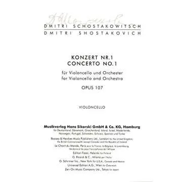 Shostakovich Cello Concerto No. 1 Op. 107 Solo & Piano Edition