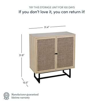 Nathan James Kova Rattan Wood Accent Sideboard Storage Cabinet TV Stand with Matte Metal Frame, Adju...