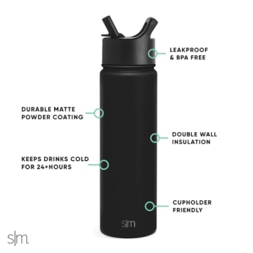 Simple Modern Insulated Water Bottle 22oz Midnight Black