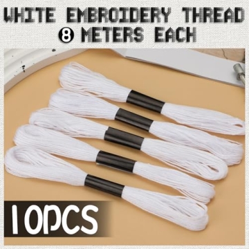 10 Skeins White Embroidery Floss for Creative Projects