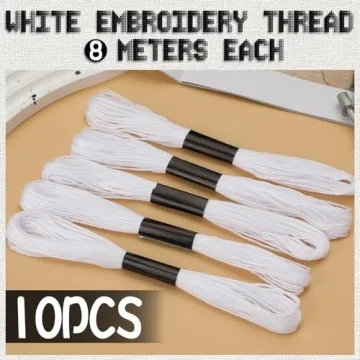 10 Skeins White Embroidery Floss for Creative Projects