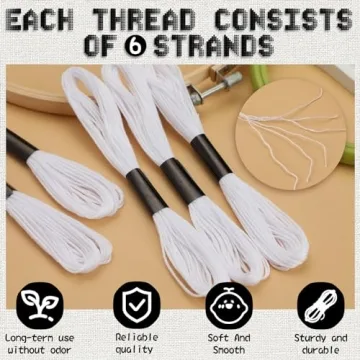 10 Skeins White Embroidery Floss for Creative Projects