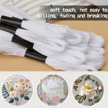 10 Skeins White Embroidery Floss for Creative Projects