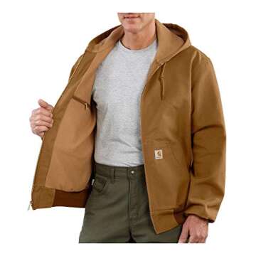 Carhartt mens Thermal Lined Duck Active Jacket J131 (Regular and Big & Tall Sizes) work utility outerwear, Carhartt Brown, X-Large US