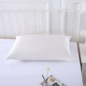 SLPBABY 100% Natural Pure Silk Pillowcase for Hair and Skin, Both Side 19 Momme Silk, Luxury Smooth Satin Pillowcase Cover with Hidden Zipper (King, Ivory)