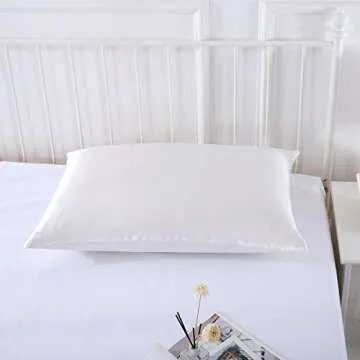 SLPBABY 100% Natural Pure Silk Pillowcase for Hair and Skin, Both Side 19 Momme Silk, Luxury Smooth Satin Pillowcase Cover with Hidden Zipper (King, Ivory)