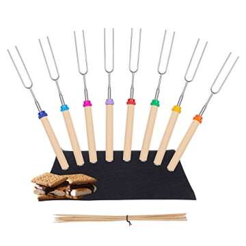 Y-me Marshmallow Roasting Sticks, Smores Sticks for Fire Pit, Smores Kit for Fire Pit, Smores Skewer...