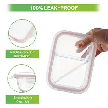 HOMBERKING 24oz Glass Meal Prep Containers - 10 Pack