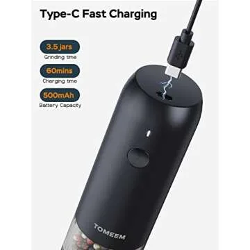 TOMEEM Rechargeable Electric Salt and Pepper Grinder Set