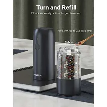 TOMEEM Rechargeable Electric Salt and Pepper Grinder Set