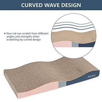 Adolug Cat Scratch Pad, Cardboard with Premium Reversible Textures Design, Corrugated and Zero Odor Scratcher with Catinp and Mini Toy(3PCS)
