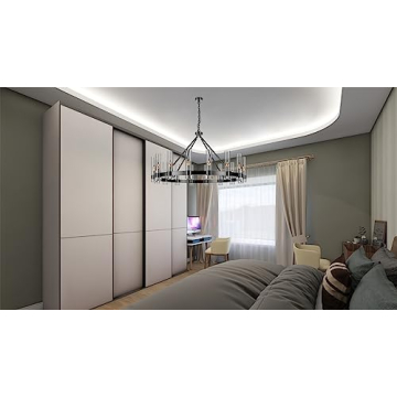 AEULYTIR 48 Inch Black Wagon Wheel Chandelier