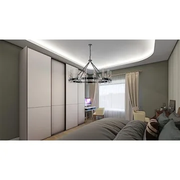 AEULYTIR 48 Inch Black Wagon Wheel Chandelier